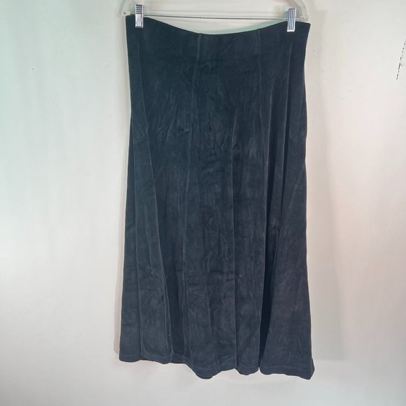 Vintage TiBuron Womens Black Velvet Cotton Poly Blend Pleated Skirt Size XL - Picture 1 of 10